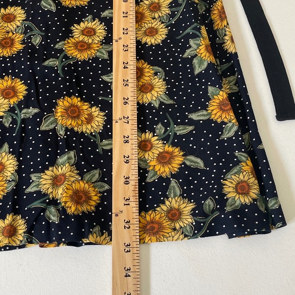 Anxiety Vintage 90s Sunflower Mini Sun Dress M Black 90s Y2K Grunge Festival - Picture 7 of 7